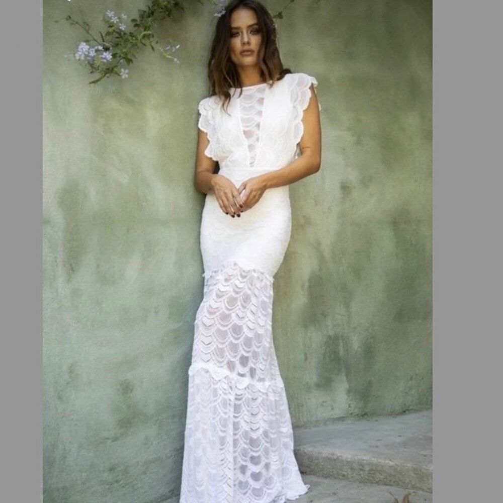 Nwt White Nightcap Clothing Victorian Lace Caletto Maxi Long Dress Gown Boho Xs